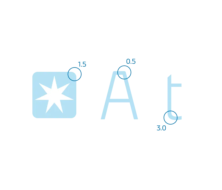 Corner radius from the Maersk star and our Maersk typeface.