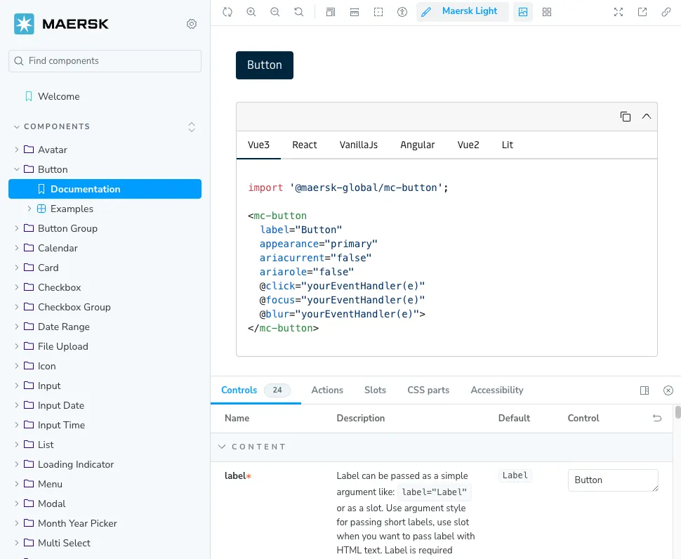 MDS Storybook's brand-new code-preview pane.