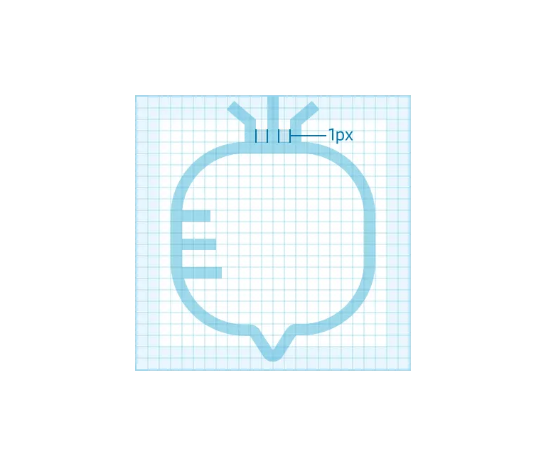 To keep icon details visible, always leave a minimum of 1 pixel space between shapes.